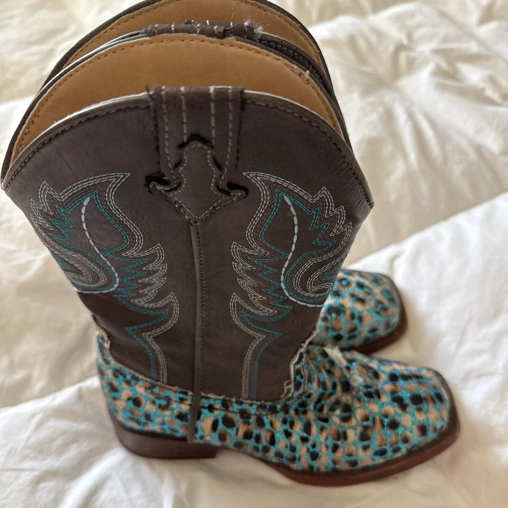 Roper | Kids | Brown and Teal | Leather Boots
